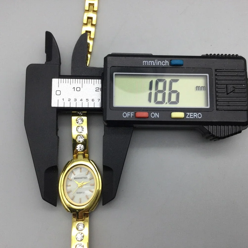 Manhattan Womens Watch 19mm MOP Dial Gold Tone Crystal Bracelet New Battery 7